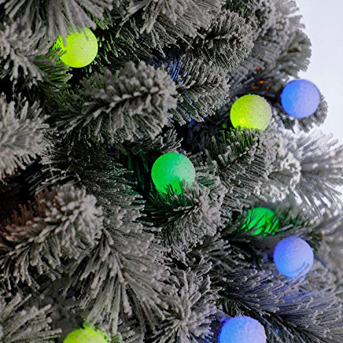 Home Heritage Cascade 7 Foot Flocked Artificial Plastic Christmas Tree with Prelit Color Lights