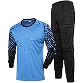 KKmeter Kids Boys Goalkeeper Padded Jersey and Pants Outfit Soccer Goalie Football T-Shirt Training Uniform