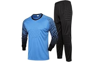 KKmeter Kids Boys Goalkeeper Padded Jersey and Pants Outfit Soccer Goalie Football T-Shirt Training Uniform