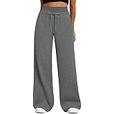 HeSaYep Women's Wide Leg Sweatpants Double Waisted Baggy Sweat Pants with Pockets