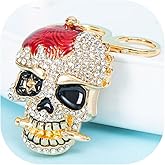 LXSSLY Skull Keychain,Diamond Keychain,Punk Style Rhinestone Key chains,Crystal Skull Keyrings,Car Keychains for Men Women