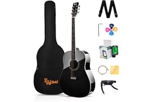 ZJW GOLD Dreadnought Acoustic Guitar Kit for Adult Teen Beginners, 41 Inch Full Size Acustica Guitarra Starter Bundle Set with Bag, Strap, Tuner, Capo, Strings, 4/4 Guitar Right Hand