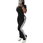 HBQ Women's 2 Piece Sweatsuit Slim Fit Top Flare Legging Pants Casual Tracksuit Lounge Matching Sets