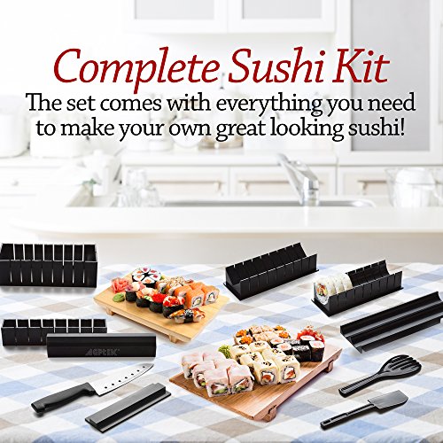 Home Sushi Making Kit , Complete 10 piece Kit with 5 Molds and Utensils