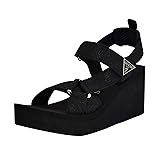 Guess Women's DAYSA Wedge Sandal, Black Logo 001, 9