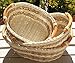 ShopOnNet RT450130-3 Handwoven Wicker Storage Basket Curve Pole Handle in Dual Brown and Sand (Set of 3)