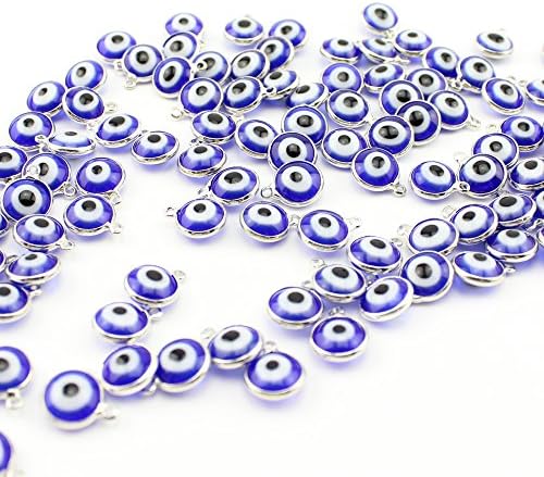 10 PCS Mini Evil Eye Pendant Charm Jewelry Ornament Accessories Size 11mm(blue and white)