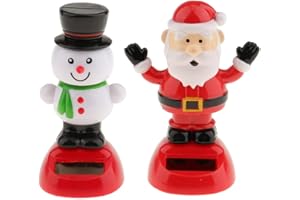 KODORIA 2pcs Solar Powered Toy Christmas Snowman & Santa Claus Swinging Bobble Toy Gift for Car Decoration Novelty Happy Dancing Solar Animated Toys