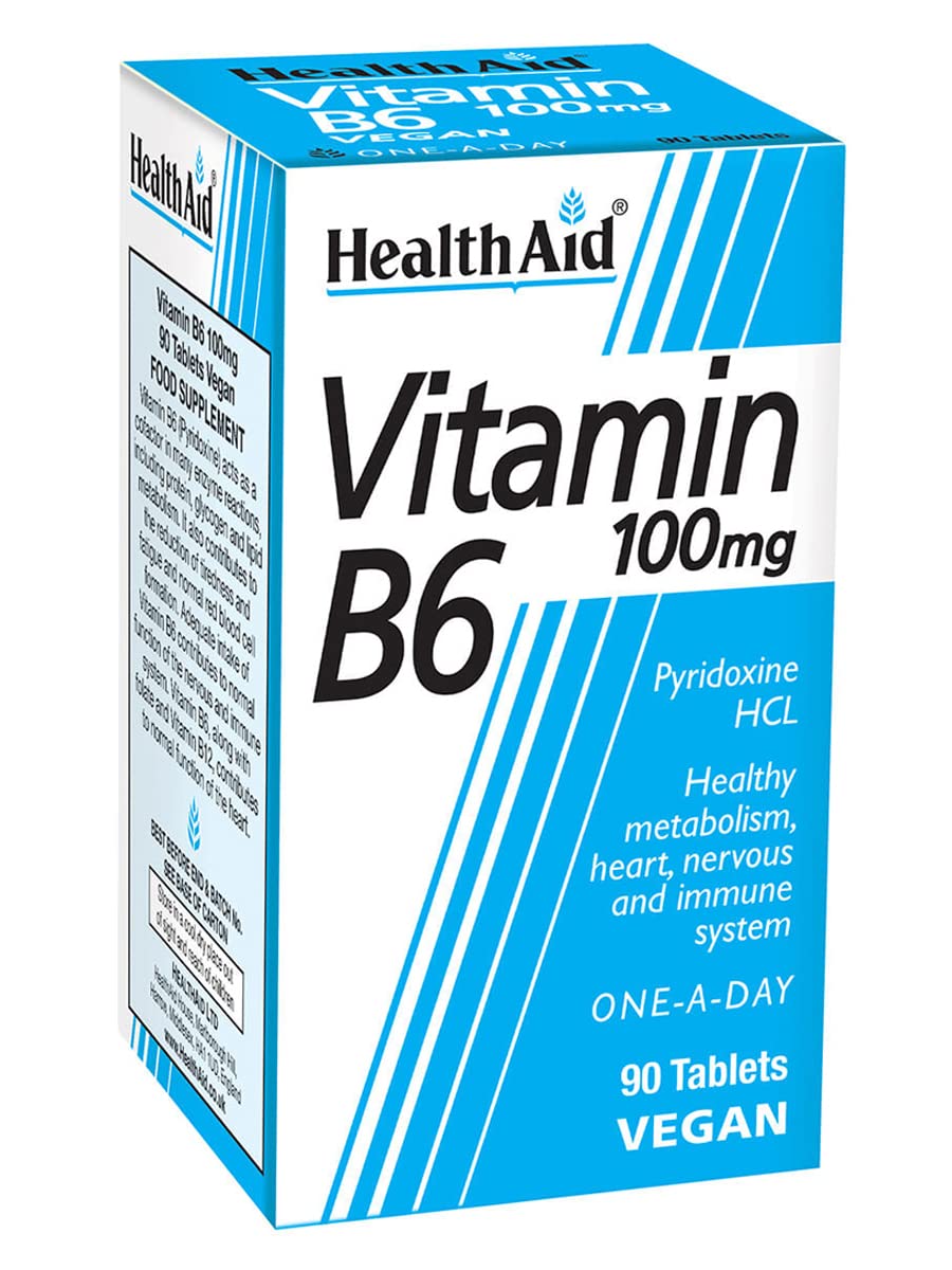HealthAid Vitamin B6 (Pyridoxine HCl) 100mg - 90 Tablets