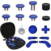 CHARM FOCUS 16-in-1 Metal Thumbsticks Replacement Kits for Xbox Elite Series 2, Xbox Elite 2 Controller Accessories, Includes Magnetic Joysticks, Paddles, Silicone Caps, D-Pads, 1 Tool (Blue)