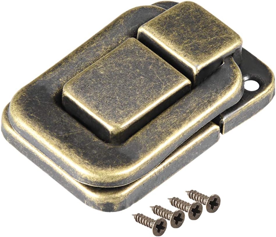 sourcing map Toggle Catch Lock, 38mm Retro Decorative Bronze Hasp w Screws for Suitcase Chest Trunk Latch Clasp Pack of 2