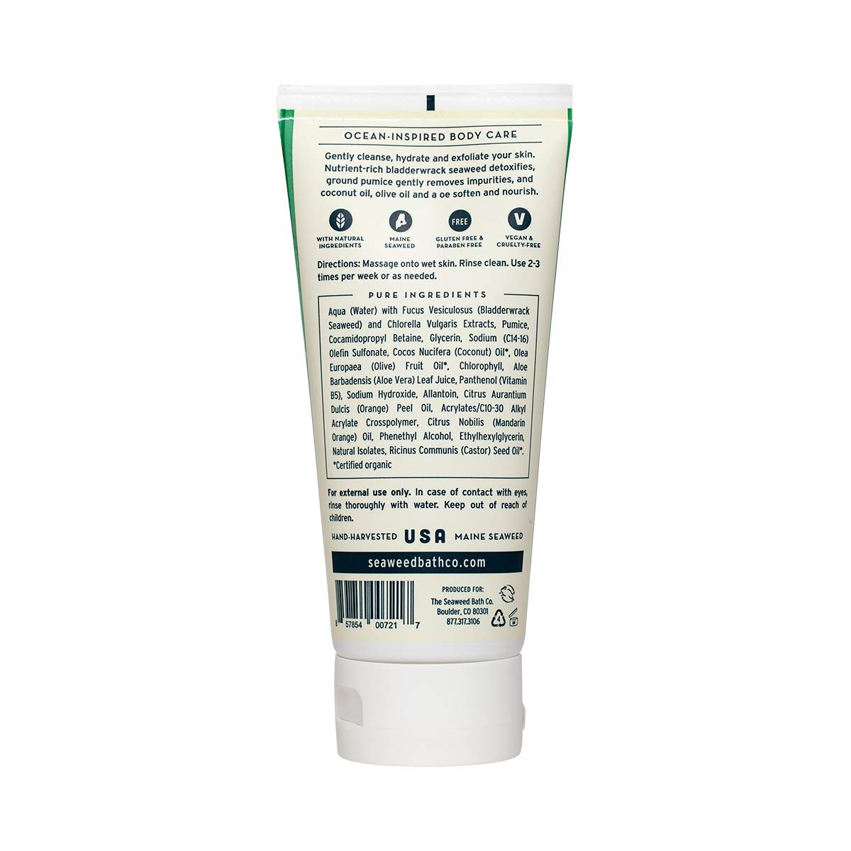 The Seaweed Bath Co. Body Scrub, Eucalyptus & Peppermint, Hydrating, Exfoliating, Natural Organic Bladderwrack Seaweed, Paraben Free, 6 oz. : Beauty