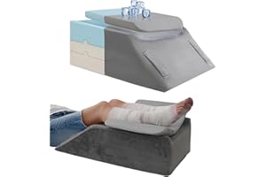 LOFE Leg Elevation Pillows for After Surgery - Adjustable Leg Elevation Pillow 6 Heights, Cooling Leg Wedges for Elevation for Swelling, Double Leg Pillow for Knee Surgery Recovery, CertiPUR-US Foam