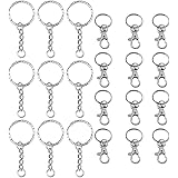 Schlüsselringe Mit Kette 50 Stück - Edelstahl 22mm Für DIY Basteln