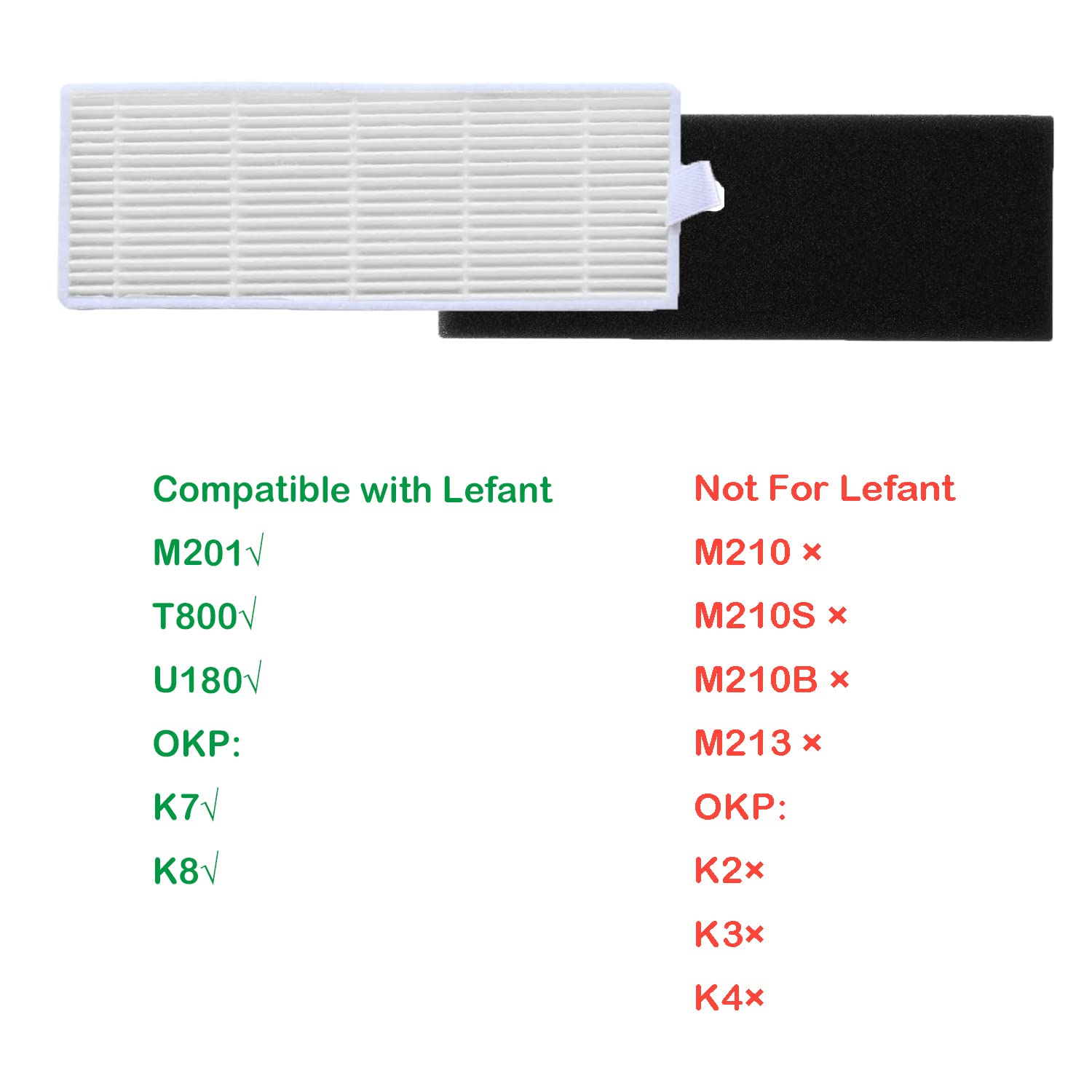 12-Pack Replacement Parts Accessories Compatible with Lefant M201 T800 U180 T700 M520 M571 OKP K7 K8 L3 MOOSOO MT501 MT710 MT720 M501-b Vacuum Cleaner, HEPA Filters Side Brushes Not For M210 M213
