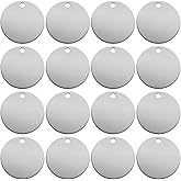 ABBECIAO 1 1/4 Inch Stamping Blanks Heavy Gauge 12 Ga. Aluminum Discs Smooth Round Metal Blanks Tags w/Hole (40 Pack)