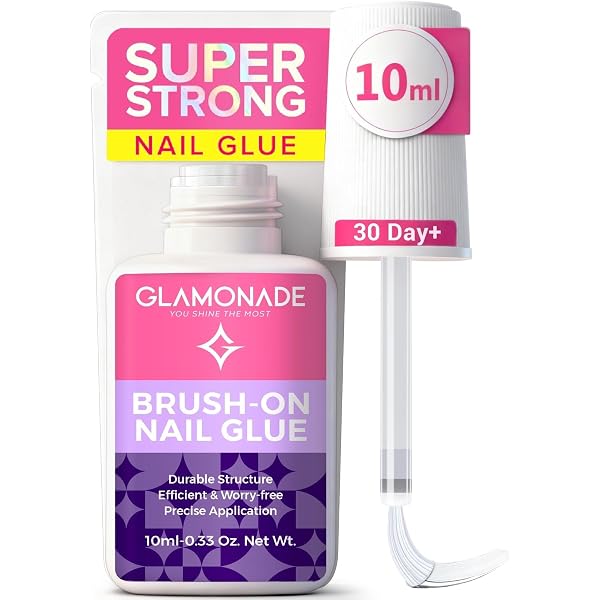 Exsivia Nail Glue, Brush-On, Acrylic And Press-On Nails Adhesive, 10ml Bottle