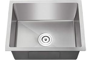 MENATT 20-inch Undermount Kitchen Sink, SUS304 Stainless Steel Handmade Single Bowl Kitchen Sink with Sink Strainer (Brushed), 20"x16"x9"