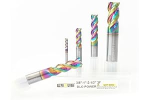 WEXWE Tools Carbide End Mills Set, DLC Coating, CNC Mill Bits for Aluminum, Composite Materials,3 Flute Solid Carbide Square 