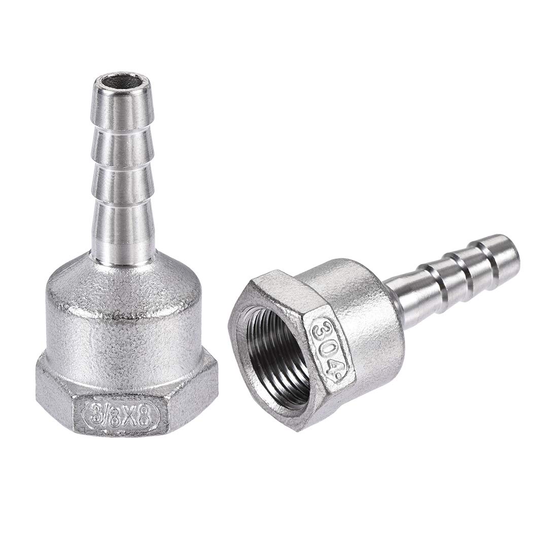 sourcing map 304 Stainless Steel Hose Barb Fitting Coupler, 8mm Barb x G3/8 Female Right-Handed Thread Pipe Adapter