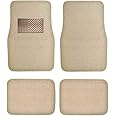 ALLBrand Universal Fit Solid Carpet Floor Mats Safety Heel Pad for Car, Truck, Sedan – 4 Pcs Set (Solid-Beige) KAM-SOLID MATS