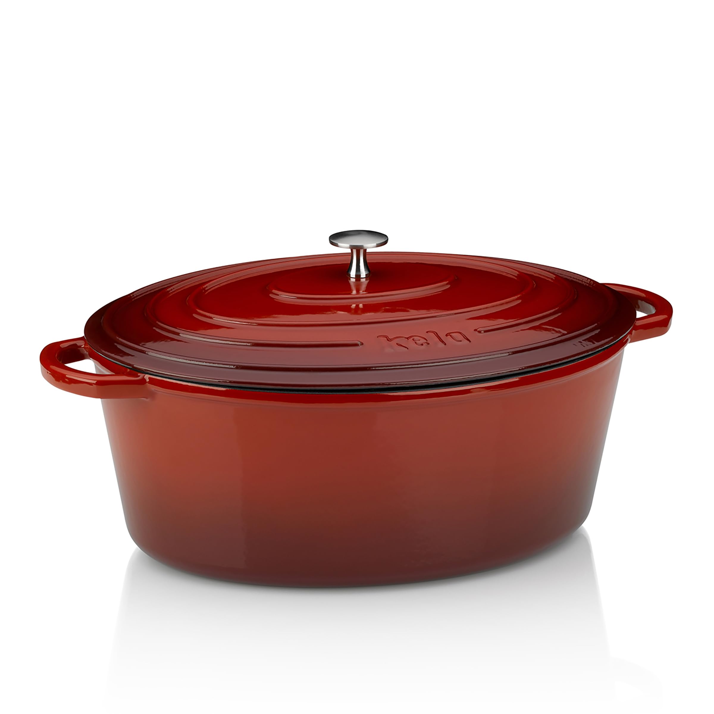 Kela roaster cast iron oval 9.3 litres, induction cast iron roaster with lid oven-safe CALIDO, enamelled cast iron pot
