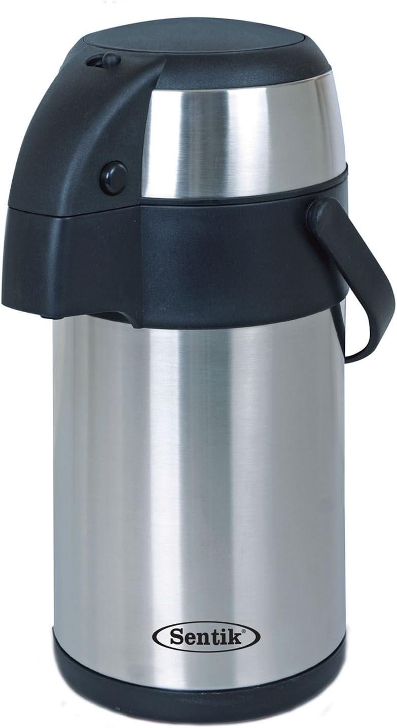 Sentik 5 Litre Pump Action Airpot Thermal Coffee Flask Stainless Steel Insulated Vacuum Thermo Airpot 24 Hour Heat Retention 24 Hour Cold Retention Hot Water Jug Amazon Co Uk Kitchen Home