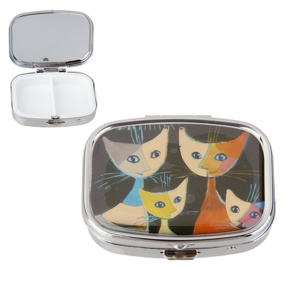 NUOLUX 2-cell Metallic Pill Medicine Box Dispenser Organzier Pill Storage Case