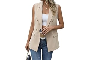 IDEALSANXUN Womens Double Breasted Vest Tops Sleeveless Blazer Spring Summer Suit Jackets