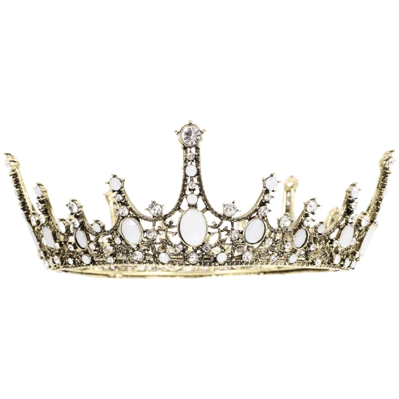 Minkissy Womens Hair Accessories Baroque Retro Crystal Rhinestone Tiara Princess Pageant Baroque Tiara Hair Accessory for Wedding Party Antique Brass Womens Headbands