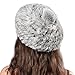 FURTALK Women's Winter Warm Rabbit Fur Beret Hat Grey