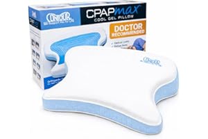 Contour CPAPMax Cooling Gel - CPAP Pillow for Side, Back and Stomach Sleepers with Adjustable Memory Foam - Pillow for CPAP Users, Sleeping with Mask