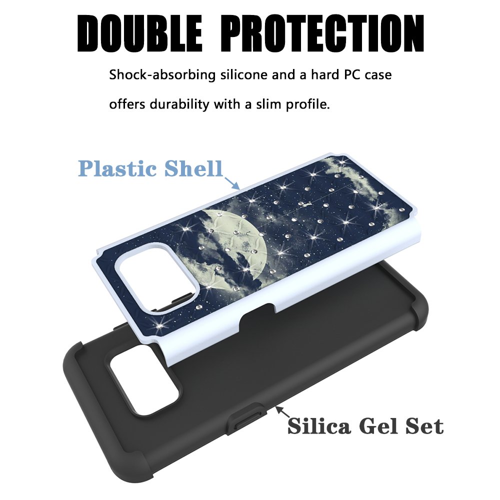 S8 Case, MagicSky [Shock Absorption] Studded Rhinestone Bling Hybrid Dual Layer Armor Defender Protective Case Cover For Samsung Galaxy S8 (Night Sky)