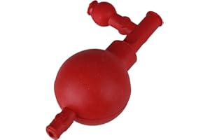 RDEXP 72x52x126mm Labware Red Rubber Pipette Filler Bulb with Three Valve for Chemistry Labware