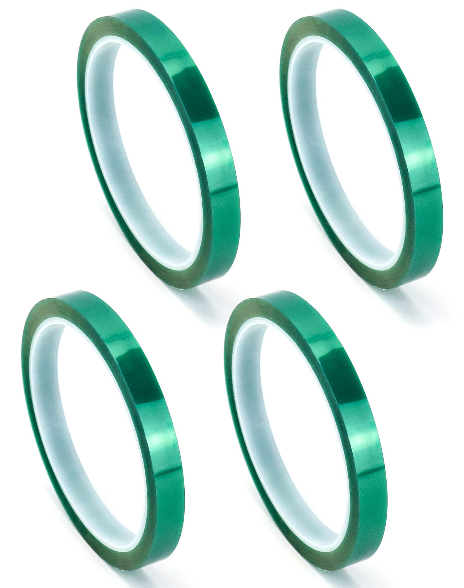 QWORK® 4 Rolls Heat Resistant Tape,10mm x 33m (108ft x 0.4in) Heat Transfer Tape PET Sublimation Tape for Electronics Printing Circuit Board Heat Transfer Vinyl (Green)