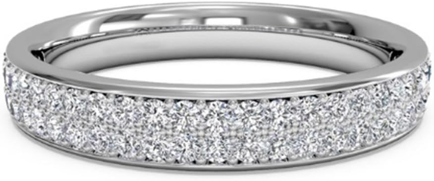 BIS Solid Gold Womens Eternity Band Diamond Color H-I Clarity VVS1 Round Cut 0.25 Ct Moissanite Wedding Band Diamond Engagement Rings Hallmarked 14K White Gold Size L M N I O P