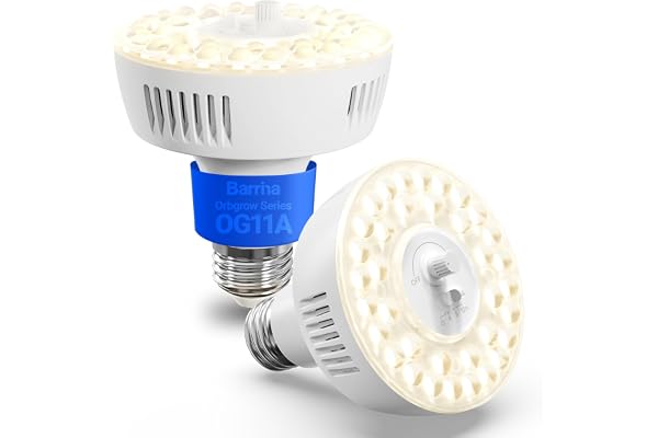 Barrina Orbgrow OG11A Grow Light Bulbs for Indoor Plants, Dimming & Timing, 4000K 22W(200 Watt Equiv), E26 Plant Light Bulb,