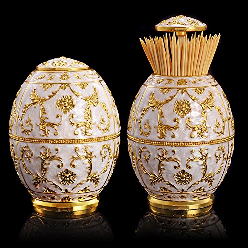 Babyprice Unique Automatic Toothpick Dispenser Golden Embossed Round Royal Toothpick Box Holder for Home and Restaurants - Thumbnail 5