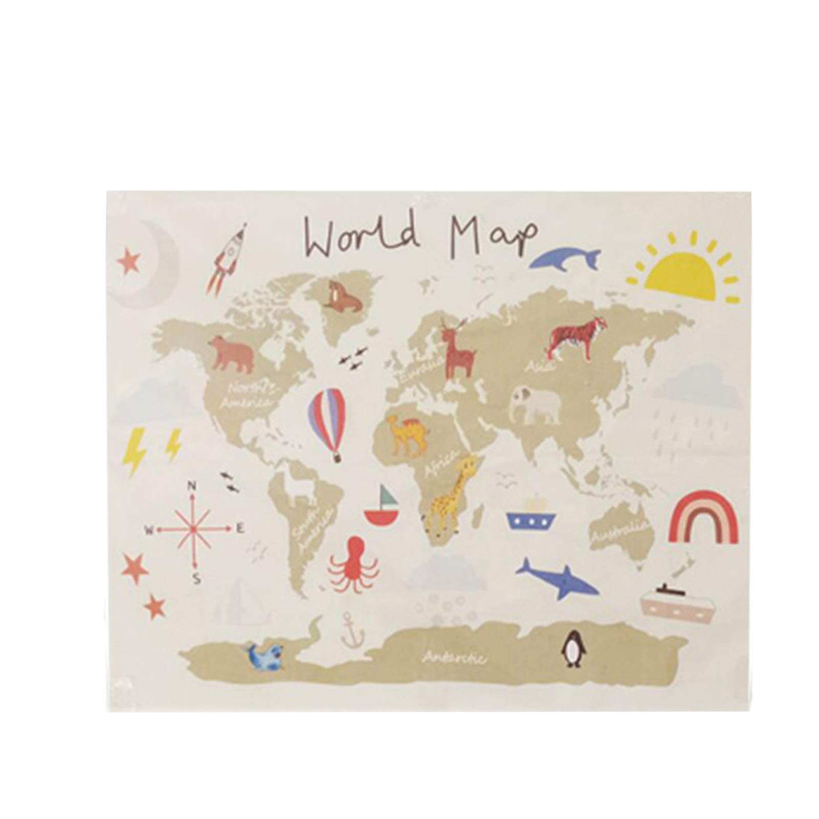 Haokaini World Map Tapestry Wall Hanging Blanket Baby Photography Props Blanket Children Educational Home Art Decor for Bedroom Living Room Dorm Kids Room Decor