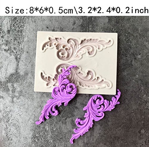 Cake Curlicues Scroll Lace Border Decorating Tool By Garloy,5 Pcs Baroque Style Cupcake Topper Fondant Chocolate Polymer Clay Silicone Mold - Thumbnail 5