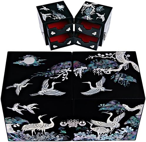 Haeil Jewelry Box Jewelry Earring Necklace Organizer Women Gift Mother of Pearl Mini Jewelry Box D117
