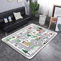 ARTBECK Car Rug Educational Area Rug Foam Playmat Extra Large Mat Velvet Activity City Road Rug Non-Slip Learning Carpet for Kids, Infants, Toddler (Town Road, 4.8 x 6.4 FT)