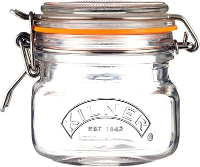 Kilner Square Clip Top Jar 250ml Airtight Glass Jar for Spices Herbs Nuts