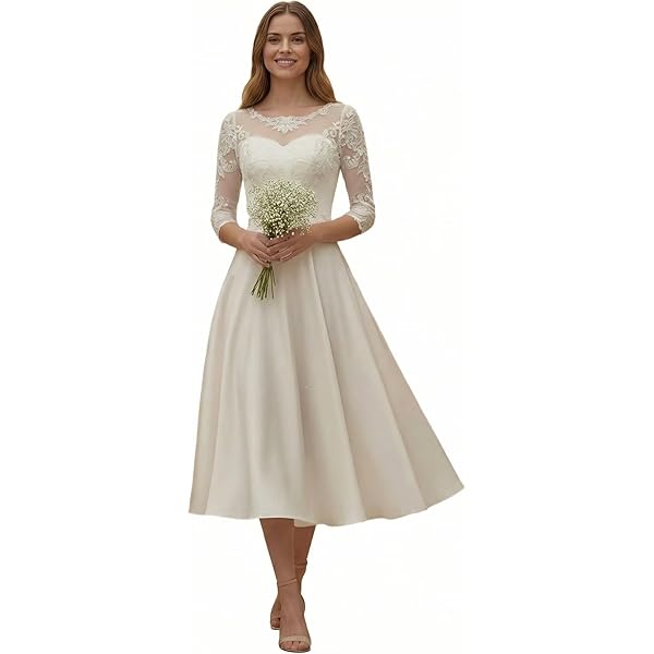 3/4 length bridesmaid dresses A-line V-Neck 3/4 Sleeves Lace Chiffon Plus Size Bridesmaid Dresses main image 1