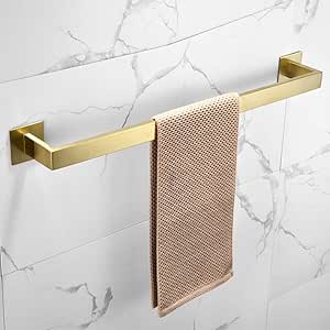 LULIN Toallero adhesivo dorado cepillado para baño, toallero ...