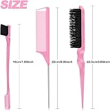 Qufiiry 3-Piece Hair Slick-Back Brush Set Pink – Edges & Teasing Brush view 2