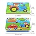 BBLIKE Wood Jigsaw Puzzles for Kids Toy in Tin Box, 4 Varying Degree of Difficulty Educational Learning Tool Best Birthday Present for Boys Girls (Vehicle)