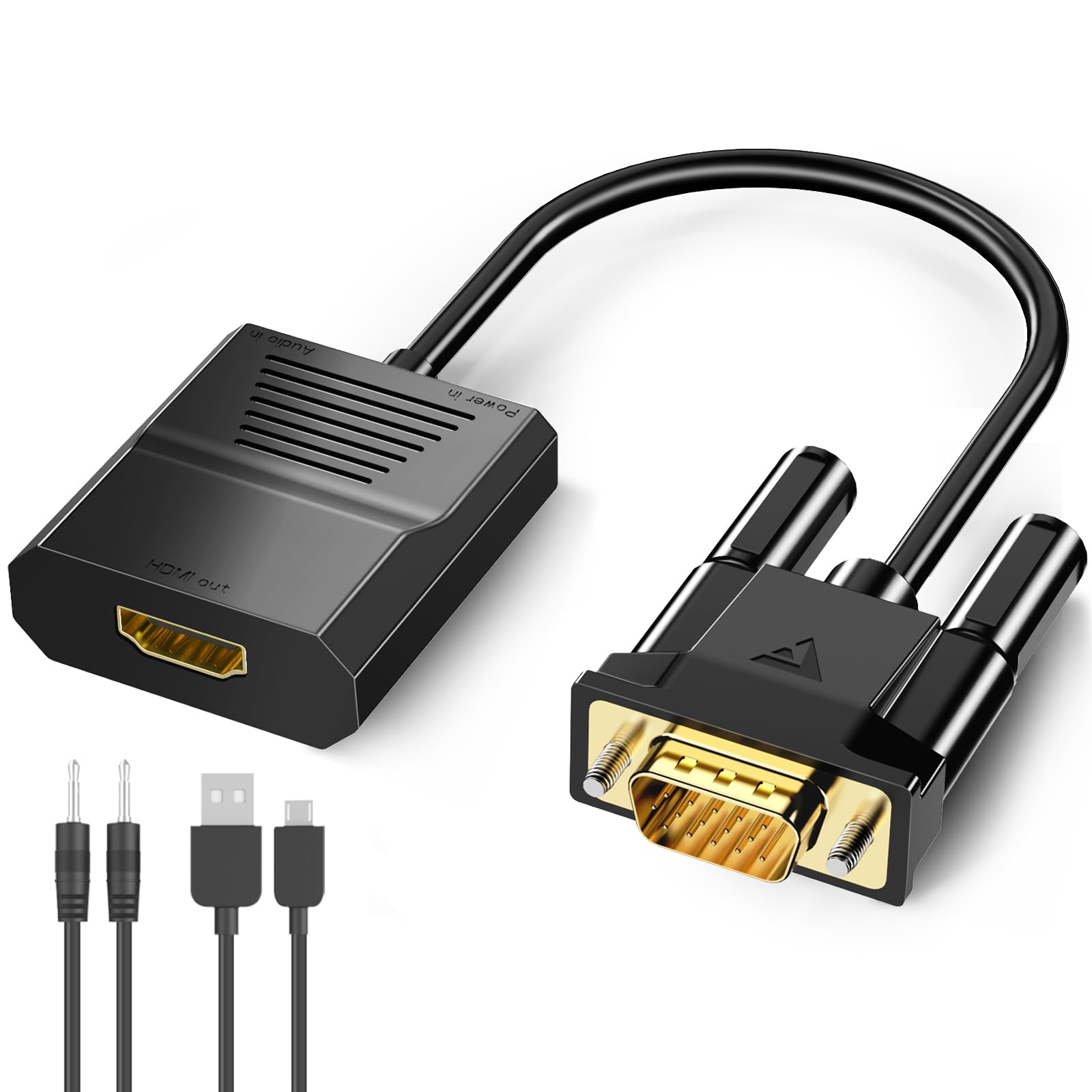 Photo 1 of FOINNEX VGA to HDMI Adapter, 1080P Converter with USB Audio from Old Computer/Laptop/Desktop/PC VGA Source to HDMI HDTV/Monitor/Projector/Displayer, 0.33FT