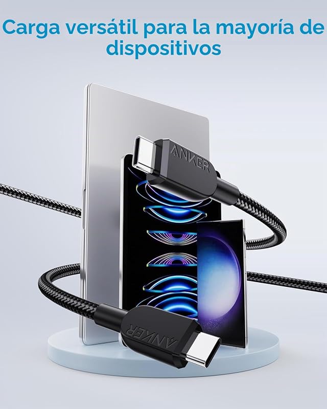 Cable USB C Carga Rápida 240W de Nylón Trenzado Doble