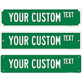 Custom Street Sign, Personalized Street Sign, Customizable Novelty Road Green Background Sign, 18x4 Inches, ACM, Made in USA by Sigo Signs